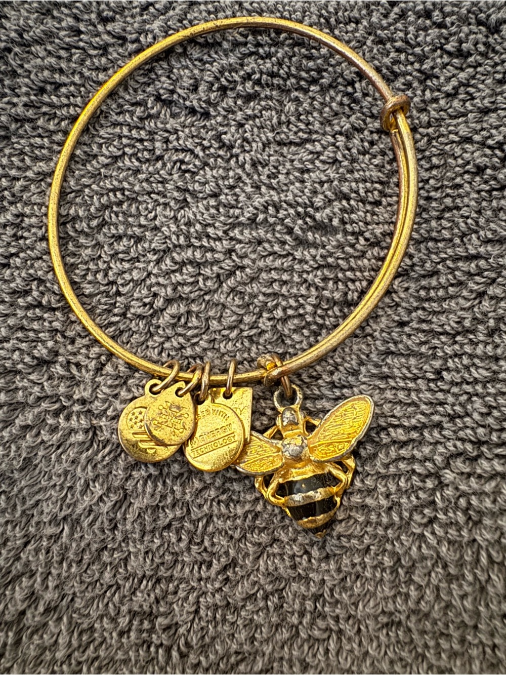 Alex and Ani Gold-Tone Bee Charm Bangle Bracelet